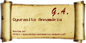 Gyurasits Annamária névjegykártya